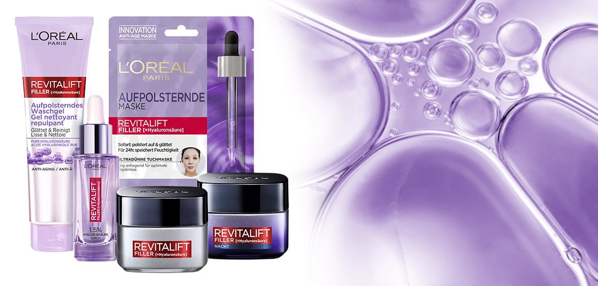 Fünf Produktbilder der Revitalift-Serie von L'Oréal